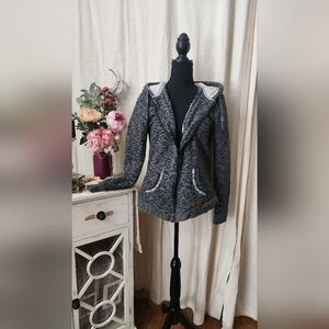 Roxy Fleece Lined Zip-Up Hoodie Sweatshirt Heather Gray Size Large